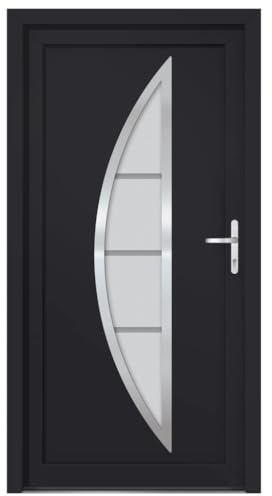 vidaXL Haustür, Tür mit verstellbarer Scharniere, Eingangstür mit 5 Punkt Pilzzapfenverriegelung, Vordertür Aluminiumschwelle Isolierverglasung Stahlverstärkung, Anthrazit PVC