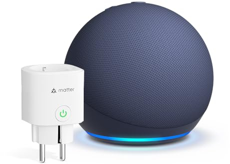 Echo Dot (5. Generation, 2022) | Tiefseeblau + Meross Matter Smart Steckdosen, Funktionert mit Alexa - Smart Home-Einsteigerpaket