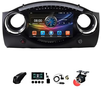 Autoradio touch screen Android 12 da 9 pollici 2 Din per B-MW Mini Cooper S R50 R52 R53 2004-2007 con telecamera di backup AHD Navigazione GPS Comandi al volante Bluetooth Carplay