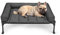 Veehoo Outdoor Hundeliege erhöht, Hundebett Erhöht mit abnehmbarem Bloster Kühlendes Erhöhtes Hundebett mit Atmungsaktivem Teslin-Netz für Haus und Garten, Schwarz 81 x 64 x 18cm