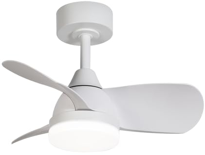 wonderlamp P - Kleiner Deckenventilator, Durchmesser 60 cm, LED, Borse, Mini, Weiß, CCT 3000-4000-6000 K, 18 W, mit Zündspeicher