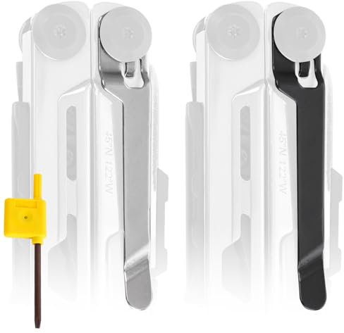 Lot de 2 clips de poche en acier inoxydable pour outil multifonction Leatherman Signal - 1 noir + 1 clip de poche argenté/métal - Ajoutez ou remplacez le clip de ceinture cassé en quelques secondes -