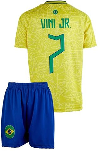 Mefstone Brasilien Kinder Trikot für Kinder, Football Trainings Kinder Trikot, Fußball-Trainingstrikots für Jungen 2024 Brasil, Komm mit Shorts (8-9Jahre,Gelb,vin,152)