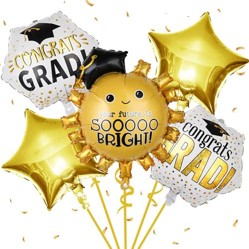 AUNGKWANG 5 Stück Abschlussballons, Abschlussfolienballons, Abschlussballon-Set, Abschlussparty-Dekorationen, Abschlussfeier, Abschlussurkunde, Geschenkdekorationen