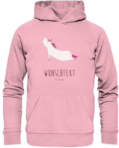 Mr. & Mrs. Panda Größe XS Personalisierter Hoodie Einhorn Yoga - Personalisierte Geschenke, Kapuzenpullover mit Namen, Sport, Hoodie mit Design,