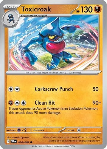 Toxicroak 024/063 Common Reverse Holo Pokemon Card (SV Shrouded Fable)