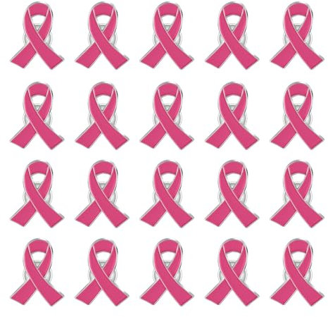 Octobre Rose Lot de 20 Broches, Ruban Rose de Sensibilisation Cancer du Sein Pin's Octobre Rose 2024 Accessoires Soutenir la Cause Survivante du Cancer du Sein Femmes Broche 6x4 cm (6X4CM)