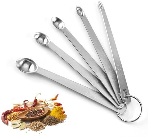 5 Pcs Mini Measuring Spoons Set, Stainless Steel Small Measuring Spoons Tad 1/4 TSP, Dash 1/8 TSP, Pinch 1/16 TSP, Smidgen 1/32 TSP, Drop 1/64 TSP for Home Kitchen Baking Cooking Gifts