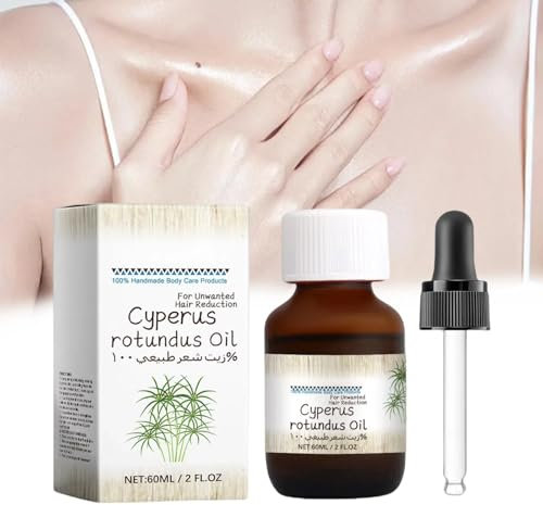 Cyperus Rotundus Olio, 60 ml, Puro Olio di Cipero per Depilazione, 100% Naturale, per Ridurre la Crescita dei Peli del Corpo (1 Pezzo, Taglia Unica)
