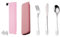 QZLSAYSL 6 pezzi, Scatola Di Posate Per Bambini, Set Di Posate Da Viaggio Portatile, Include Scatola, Forchetta, Cucchiaio, Coltello, Clip, Borsa (rosa pallido)
