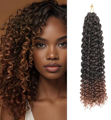 8 Packs GoGo Curl Crochet Hair 14 Inch Curly Crochet Hair for Women Beach Curl Water Wave Deep Twist Crochet Braids Synthetic Braiding Hair Extensions (T1B/30#, 14 Inch(pack of 8))