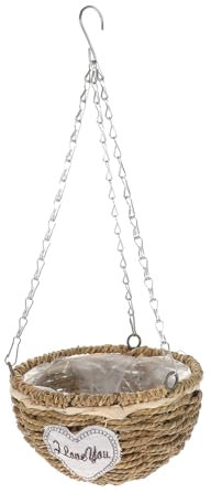 SUPVOX Straw Hanging Basket Flower Pot Flowerpot Pendant Natural Style Decor for Home