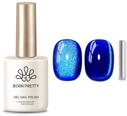BORN PRETTY Magnetic Gel Nail Polish 15ml Cat Magnet Eye Gel Polish Soak Off U V LED Blue Reflective Glitter Nail for Nail Art Manicure Salon DIY at Home