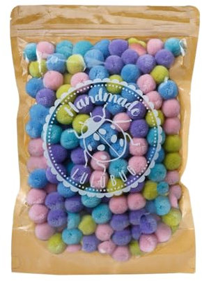 Lulubug Pompons zum Basteln, 200 Stück | 2cm, Kaschmir Optik | Verschließbarer Zipper | Bälle zum Basteln für Kinder und Erwachsene, DIY, Nähen | Unicorn