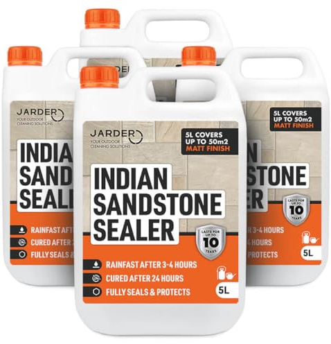 Jarder Indian Sandstone Patio Sealer 4 x 5L - Seal and Protect Your Patio, Driveway and Paths for up to 10 Years - Weatherproof Sealant Solution - Covers 200m2