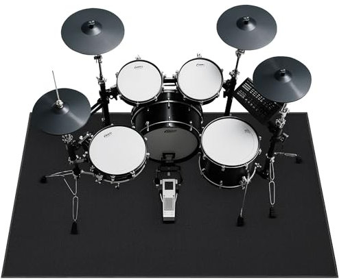 OUUTMEE Alfombra de batería de 120 x 180 cm, antideslizante, insonorizada, almohadilla de práctica electrónica profesional, para batería de jazz y otros instrumentos musicales (negro)