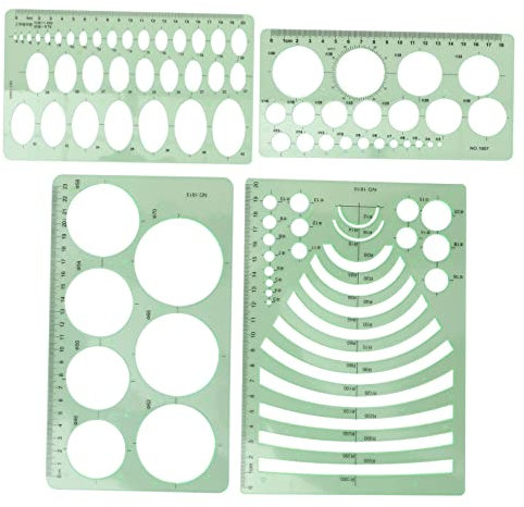 Gadpiparty 4 Stücke Zeichnungsvorlage Lineal Messung geometrische Vorlage Form Lineal für geometrisches Design werkzeug Messlineale selber machen Architekturzeichnungsvorlage das Haustier