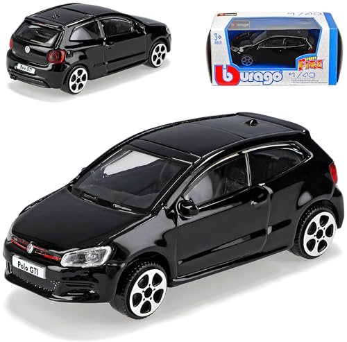 alles-meine.de GmbH Volkwagen Polo V G*T*I Typ 6R 3 Türer Schwarz 2009-2017 1/43 Burago Modell Auto mit individiuellem Wunschkennzeichen