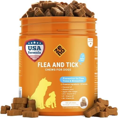 ZENO Flea & Tick Chews for Dogs – 150 Count Soft Chews – Tasty Supplement for Dogs Natural Functional Treats for Daily Flea & Tick Defense – Chicken Flavored