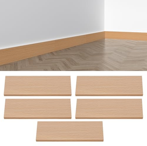 5 rodapiés laminados de PVC, zócalos, modernos, impermeables, engrosados, autoadhesivos, adhesivos de pared, medidas: 45 x 12 x 1 cm, zócalos decorativos de PVC (color madera)