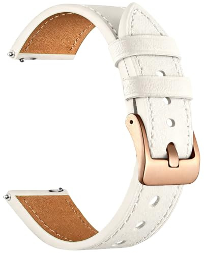 Aurrain 18mm 19mm 20mm 22mm Echtleder Armband für Garmin/ID205L/Galaxy/Amazfit/Huawei/Coros,Echtleder Weiches Armband Unisex