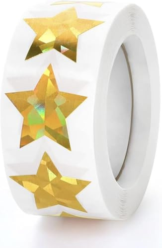 500 Goldene Sternaufkleber,Glitzer Sterne 25 mm für Basteln und Weihnachten | Ideal als Belohnungssticker für Scrapbooking, Grußkarten und Geschenkverpackungen mit funkelndem Glitzereffekt.