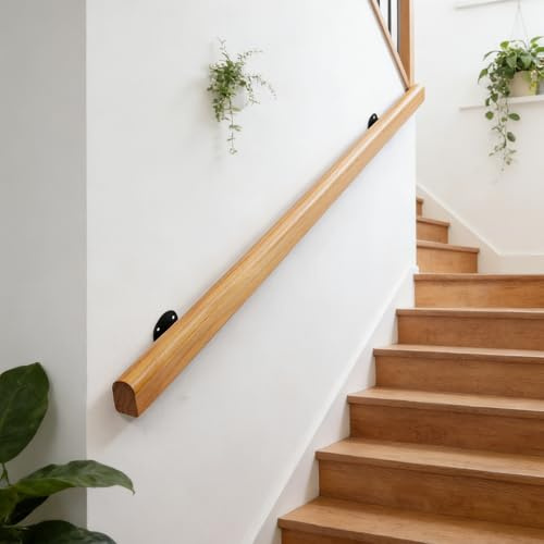 Treppenhandläufe aus Holz 330cm, weiße Handläufe, rutschfeste Handläufe für den Innenbereich, Dachboden-Treppendekoration, Korridor-Stützstangen, Wandhandlauf mit Installationssatz