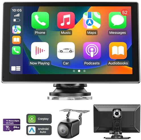 Carplay Auto, 9'' Schermo per Auto, Supporto CarPlay e Android Auto