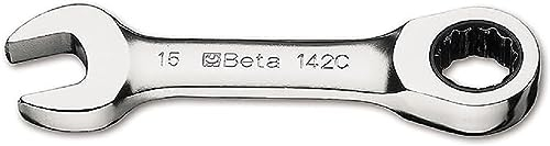 Beta 142C 10 - Chiavi combinate a forchetta e poligonale diritte a cricchetto cromate
