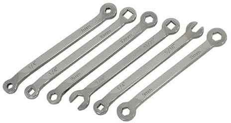 Neilsen CT2112 6pc Brake Spanner Set - Multi Size Hex, Square, Open End Brake Line Spanners | Suitable for Automotive Brake System Maintenance