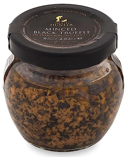 TruffleHunter – Gehackte schwarze Trüffel – Konservierte Trüffel in nativem Olivenöl extra – 80 g