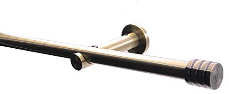 DécoProfi Gardinenstangen Antik Messing 1-läufig Ø 16 mm L: 280 cm I Endkappe mit Rille Gardinen/Vorhangstange im Set I Inklusive Träger, Befestigung und Endstücke I Wandbefestigung