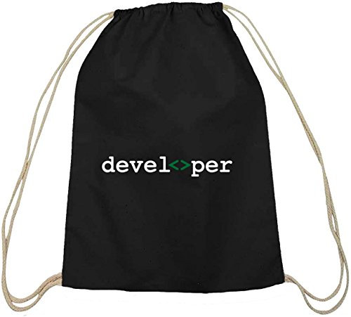Shirtstreet24, developer, Nerd Baumwoll natur Turnbeutel Rucksack Sport Beutel, Größe: onesize,schwarz natur