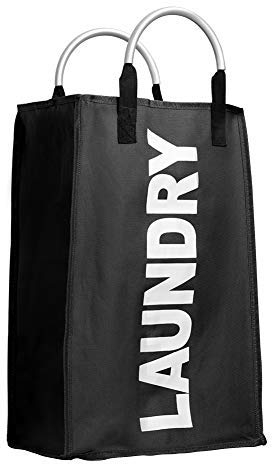 IHOMAGIC Wäschekorb Faltbar Wäschesack Wäschesammler Reise Wäschetasche Wäschebeutel Kinder Wäschetonne Grau Baby Wäschebox Kinderzimmer Junge Wäschebehälter Schmutzwäsche Stoff 33x23x53 cm, Schwarz