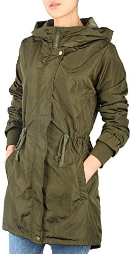 iloveSIA Veste femme imperméable Parka Long Légère capuche vent pluie imper Olive 38