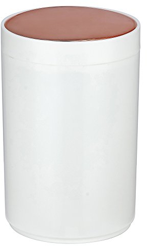 MSV Bad Serie Lena Design Kosmetikeimer Bad Treteimer 5 Liter (ØxH): ca. 18,5 x 26,3 cm Weiß/Kupfer