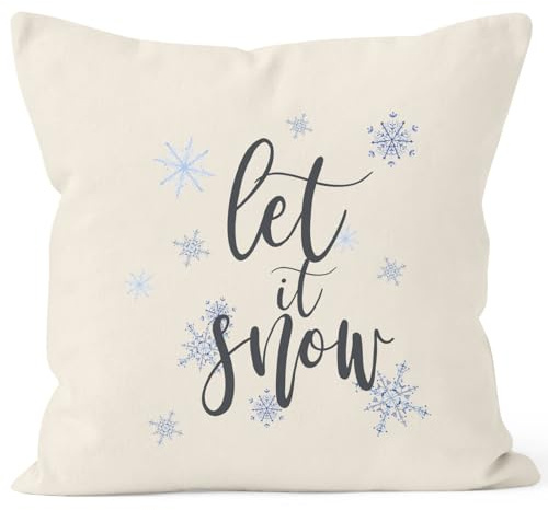 Autiga Kissenbezug Weihnachten Let it Snow Eiskristalle Schnee Christmas Winter Natur 40cm x 40cm