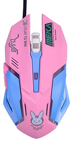 TOMLFF Moptmos OW Mouse Respiración LED retroiluminado Gaming Mouse D. VA Genji Reaper Cable USB Ratón de Ordenador para Jugadores PC y Mac E-Sports Rosa