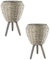 Muddy Hands Willow Plant Pot with Legs Drum Planter Stand Flower Display Decor Garden Home (PACK OF 2)