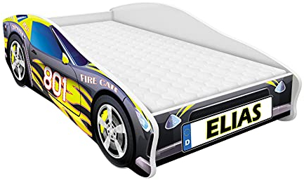 ACMA Kinderbett Autobett Auto Junior mit Lattenrost und Matratze 140x70 160x80 180x80 (160x80, 6 + Name)