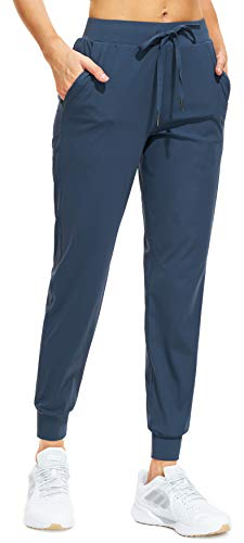 Libin Jogginghose Damen Sporthose Lang Trainingshose Leichte Freizeithose Yogahose Joggpants Stretch Sweathose Laufhose Stoffhose Elegant für Frauen mit Taschen Navy Blau M