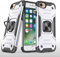 UEEBAI Case for iPhone SE 2022 5G/iPhone 7/iPhone 8/iPhone SE 2020/iPhone 6/iPhone 6S, Military Grade Armor Ring Holder Case Ultra Slim Shockproof TPU Bumper Hard PC Case Ring Kickstand Cover - Silver