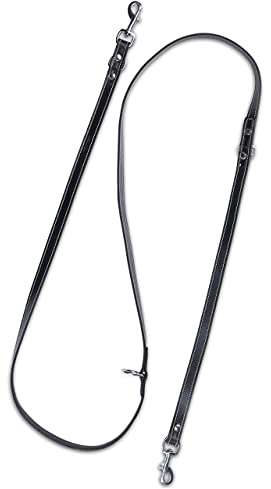 Hundeleine aus Leder - mehrfach verstellbare Führleine 2,40m - Hunde Lederleine extrem Stabil mit Edelstahl-Karabiner - Echt-Leder Leine Sammy (schwarz)