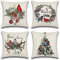 JOTOM Weihnachten Kissenbezug wasserdichte Kissenhülle 45x45cm 4er Set Sofakissen Dekokissen Bezug für Sofa Zimmer Outdoor Balkon Terrasse Patio Garten Outdoor (Weihnachtsthema B)