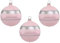 Thüringer Glasdesign Weihnachtsbaumkugel Ø 8 cm (3 Stück) - Glitterstreifen Rosa Opal