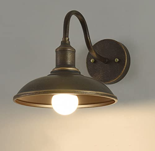 Serin-Eletro E27 Wandleuchte Industrie Antik Außen Wandlampe Metall Lampenschirm Wasserdicht Wandlicht Landhaus Wand-Außenlampe für Eingang Garten Keller Balkonlicht,Gold-Bronze,IP23