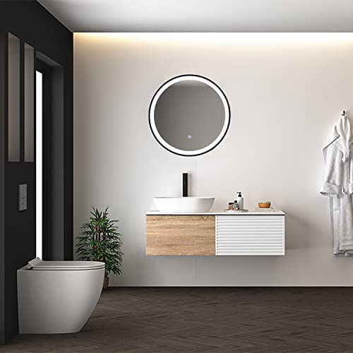 Paco Home Lampe Spiegel Badspiegel mit Beleuchtung Badezimmer Indirekte Beleuchtung Deko Bad IP44 Touch-Schalter, Lampenart: Rund (Ø50cm), Farbe:Typ 6