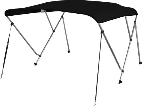 PONTTOR Bimini Top Deluxe Sonnenschutz mit 3 Armen, Aluminium L183xH117 cm, Verschiedene Breite, schwarz, Bootsverdeck Bootsabdeckung Sonnenverdeck Biminitopgröße BxLxH: 137-152x183x117 cm