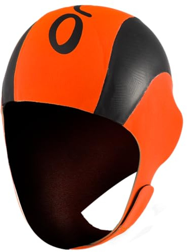 ORCA Neopren Schwimmkappe Unisex - orange/schwarz