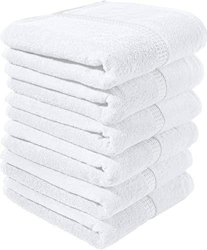Erwin Müller Walk-Frottier Handtuch 6er-Pack Mannheim Uni weiß Größe 50x100 cm - schnell trocknend und extra saugstark, praktisch durch beidseitige Schlaufen, 100% Baumwolle